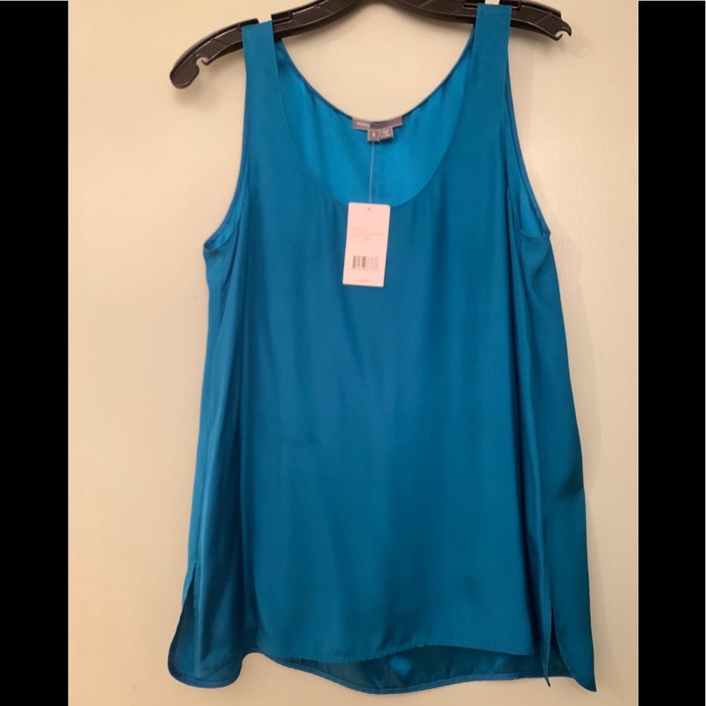 Vince silk tank top Peacock Blue NWT Size S